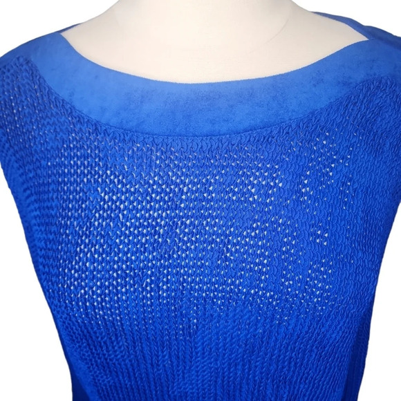 Vintage Peter Popovitvh Blue Sweater Swim Cover Up See Through Women's - Picture 5 of 15